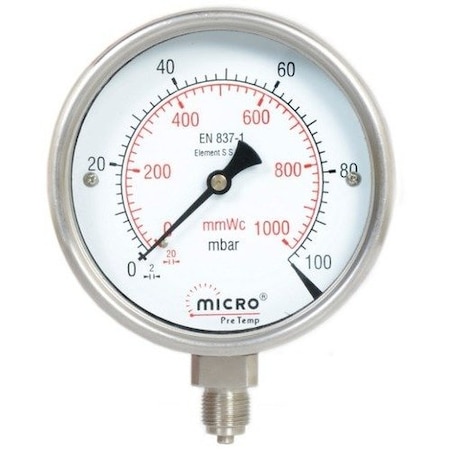 Wika Instrument Corporation GEC™ 2" Pressure Gauge, 200 PSI, 1/4" NPT LM, Plastic 52925739